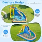 Inflatable Water Slide Park with 550W Blower, Climbing Wall and Splash Pool for Kids Ages 3–12 - Image 4