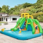 13 x 12 Ft Inflatable Double Water Slide Park with 480W Blower, Climbing Wall, Water Cannon, Basketball Hoop and Splash Pool - Image 2