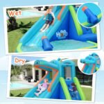 Hippo Inflatable Water Slide Park with 740W Blower, Climbing Wall, Water Cannon and Splash Pool - Image 4