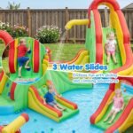 16 x 14 Ft Inflatable Water Slide Park with GFCI 550W Blower, Dual Slides, Climbing Walls and Splash Pool - Image 4