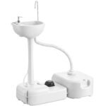 Portable Camping Sink with 4.5-Gallon Water Tank, Wheels and Soap Dispenser, Light Gray