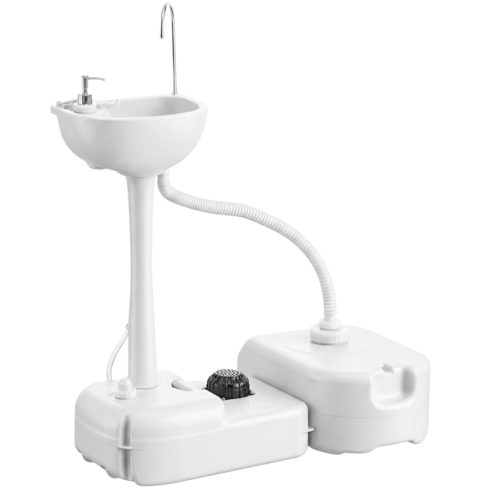 8vv99b19f53dbbc9e.jpg Portable Camping Sink with 4.5-Gallon Water Tank, Wheels and Soap Dispenser, Light Gray - Image 1