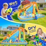 13 x 10 Ft Inflatable 5-in-1 Water Slide Park with 480W Blower, Climbing Wall, Elephant Sprayer and Splash Pool - Image 5