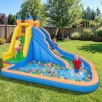 Inflatable Water Slide Park with 550W Blower, Climbing Wall and Splash Pool for Kids Ages 3–12 - Image 2