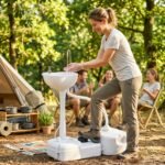 Portable Camping Sink with 4.5-Gallon Water Tank, Wheels and Soap Dispenser, Light Gray - Image 2