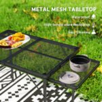 Folding Camping Table, 4.5ft Portable Table with 2 Wing Panels, Height Adjustable Metal Picnic Table - Image 6