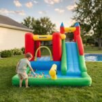 Kids Bounce House Inflatable Slide with Splash Pool, Water Cannon, Climbing Wall, Inflator Included, 6 in1 Bouncy Castle Kids Backyard Activity Outdoor Water Play Toy - Image 11
