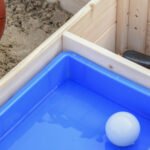 Kids Wooden Sandbox w/ Two Plastic Boxes Foldable Bench Seat Waterproof Cover Bottom Liner Storage Space - Image 10