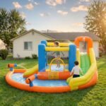 5-in-1 Kids Inflatable Bounce House Jumping Castle with Water Pool, Slide, Climbing Walls & 2 Water Guns - Image 9