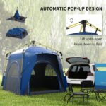 3 Person Pop Up Camping Tent Quick Setup Automatic Hydraulic Family Travel Tent w/ Windows Doors Carry Bag, Blue - Image 4