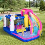 Inflatable Water Slide Bounce House with Trampoline, Climbing Wall, Water Cannon, Basketball Hoop, Splash Pool, 450W Blower, Unicorn Themed Bouncy House for Kids 3-8 Years Old - Image 15