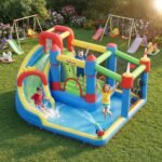 6-in-1 Inflatable Water Slide with Splash Pool, Slide, Climbing Wall, Water Cannon, Inflatable Bounce House for Kids with 2 Min. Inflation and Air Blower - Image 11