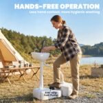 Portable Camping Sink with 4.5-Gallon Water Tank, Wheels and Soap Dispenser, Light Gray - Image 5