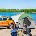 2000mm Waterproof SUV Tent, Car Tent with 3 Doors and Mesh Window, for 5-6 Person Camping Travel, Gray and Green - Image 2