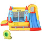 Kids Bounce House, 4-in-1 Rocket Inflatable Water Slide Jumping Castle with 2 Slides, Climbing Wall, Trampoline, & Water Pool Area, Air Blower - Image 14