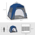 3 Person Pop Up Camping Tent Quick Setup Automatic Hydraulic Family Travel Tent w/ Windows Doors Carry Bag, Blue - Image 3