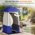 Camping Shower Tent, Portable Privacy Shelter with Solar Shower Bag, Removable Floor and Carrying Bag, Blue - Image 4