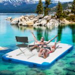 10 x 7ft Water Inflatable Floating Dock, Inflatable Platform Island, Large Floating Mat Raft with Air Pump & Backpack, for Pool, Beach, Ocean, White - Image 10