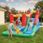 Kids Bounce House Inflatable Slide with Splash Pool, Water Cannon, Climbing Wall, Inflator Included, 6 in1 Bouncy Castle Kids Backyard Activity Outdoor Water Play Toy - Image 12