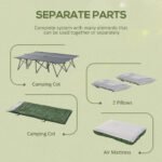 2-Person Folding Camping Cot Portable Outdoor Bed Set with Sleeping Bag, Inflatable Air Mattress, Comfort Pillows and Carry Bag, Soft and Comfortable for Outdoor Travel Camp Beach Vacation - Image 5