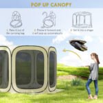 11 x 11ft Pop Up Screen Tent, UPF50+ Portable Camping Gazebo Screen House with Carry Bag, Beige - Image 4