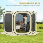 11 x 11ft Pop Up Screen Tent, UPF50+ Portable Camping Gazebo Screen House with Carry Bag, Beige - Image 7