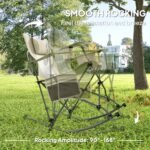 Folding Rocking Camping Chairs with Headrests, Cooler Bags and Cup Holders, 2-Pack, Cream White - Image 4
