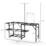 Folding Camp Kitchen, Camping Table Cooking Station with Adjustable Lamp Stand - Image 3
