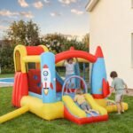 Kids Bounce House, 4-in-1 Rocket Inflatable Water Slide Jumping Castle with 2 Slides, Climbing Wall, Trampoline, & Water Pool Area, Air Blower - Image 9