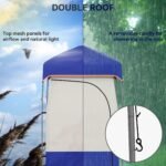 Camping Shower Tent, Portable Privacy Shelter with Solar Shower Bag, Removable Floor and Carrying Bag, Blue - Image 5