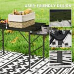 Folding Camping Table, 4.5ft Portable Table with 2 Wing Panels, Height Adjustable Metal Picnic Table - Image 7