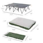 2-Person Folding Camping Cot Portable Outdoor Bed Set with Sleeping Bag, Inflatable Air Mattress, Comfort Pillows and Carry Bag, Soft and Comfortable for Outdoor Travel Camp Beach Vacation - Image 3