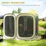 11 x 11ft Pop Up Screen Tent, UPF50+ Portable Camping Gazebo Screen House with Carry Bag, Beige - Image 6