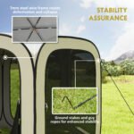 11 x 11ft Pop Up Screen Tent, UPF50+ Portable Camping Gazebo Screen House with Carry Bag, Beige - Image 5