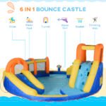 6-in-1 Inflatable Water Slide Kids Bounce House Jumping Castle Includes Slide Basket Pool Climbing Wall Tunnel - Image 4