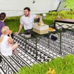 Folding Camping Table, 4.5ft Portable Table with 2 Wing Panels, Height Adjustable Metal Picnic Table - Image 2