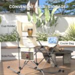 Folding Rocking Camping Chairs with Headrests, Cooler Bags and Cup Holders, 2-Pack, Cream White - Image 7