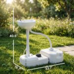 Portable Camping Sink with 4.5-Gallon Water Tank, Wheels and Soap Dispenser, Light Gray - Image 3