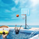 Poolside Basketball Hoop Stand, 36.5"-48.5" Height Adjustable Portable Hoop System w/ Clear Backboard & Fillable Base for Whole Family, Blue, Black, Red - Image 10