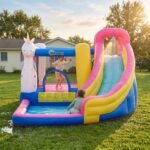 Inflatable Water Slide Bounce House with Trampoline, Climbing Wall, Water Cannon, Basketball Hoop, Splash Pool, 450W Blower, Unicorn Themed Bouncy House for Kids 3-8 Years Old - Image 10