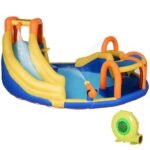 6-in-1 Inflatable Water Slide Kids Bounce House Jumping Castle Includes Slide Basket Pool Climbing Wall Tunnel
