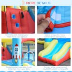 Kids Bounce House, 4-in-1 Rocket Inflatable Water Slide Jumping Castle with 2 Slides, Climbing Wall, Trampoline, & Water Pool Area, Air Blower - Image 11