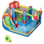 6-in-1 Inflatable Water Slide with Splash Pool, Slide, Climbing Wall, Water Cannon, Inflatable Bounce House for Kids with 2 Min. Inflation and Air Blower - Image 9