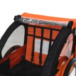 2-Seat Child Bike Trailer for Kids with a Strong Steel Frame, 5-Point Safety Harnesses, & Comfortable Seat, Orange - Image 9