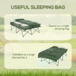 2-Person Folding Camping Cot Portable Outdoor Bed Set with Sleeping Bag, Inflatable Air Mattress, Comfort Pillows and Carry Bag, Soft and Comfortable for Outdoor Travel Camp Beach Vacation - Image 6