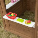 Kids Wooden Playhouse, Outdoor Garden Games Cottage with Flowers Pot Holder, Working Door, Windows, Brown - Image 15