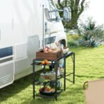Folding Camp Kitchen, Camping Table Cooking Station with Adjustable Lamp Stand - Image 8