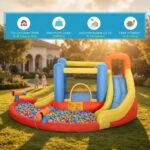 5-in-1 Kids Inflatable Bounce House Jumping Castle with Water Pool, Slide, Climbing Walls & 2 Water Guns - Image 10