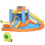 5-in-1 Kids Inflatable Bounce House Jumping Castle with Water Pool, Slide, Climbing Walls & 2 Water Guns - Image 11