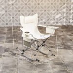 Folding Rocking Camping Chairs with Headrests, Cooler Bags and Cup Holders, 2-Pack, Cream White - Image 3